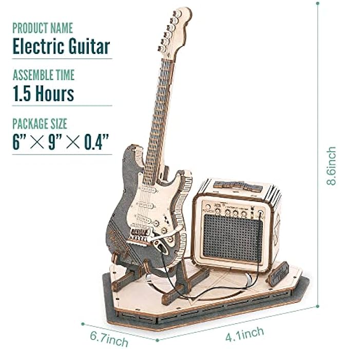 ROKR 3D WOODEN ELECTRIC GUITAR MODEL - WOODEN MODEL TO BUILD ADULTS AND TEENS - WOODEN PUZZLE CONSTRUCTION KIT GIFTS FOR ADULTS AND TEENS - Image 2